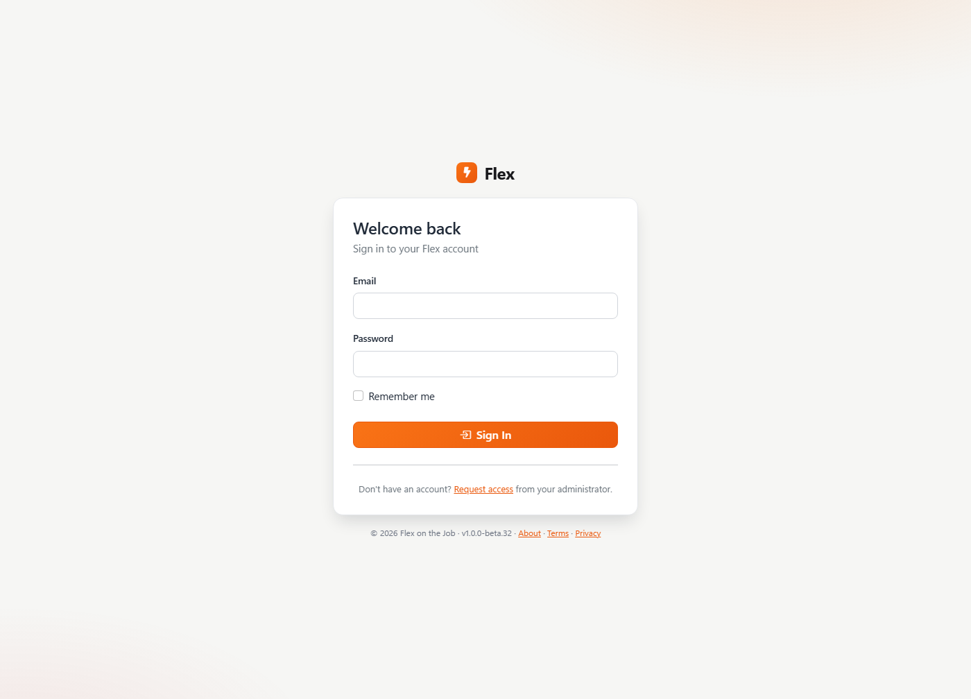 Flex sign-in page